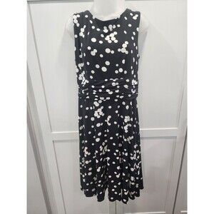 Jessica Howard  Black & White Polka-Dot Sleeveless Midi Sheath Dress - Size 12